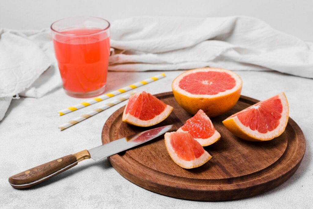 high angle grapefruit slices with juice 23 2148381390